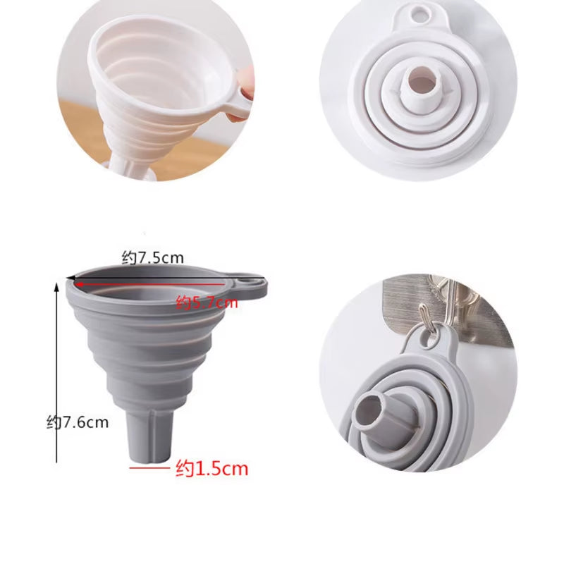 Creative Silicone Folding Funnel Retractable Household Liquid Sub-Mini Funnel White Grey Funnel Kitchen Gadget