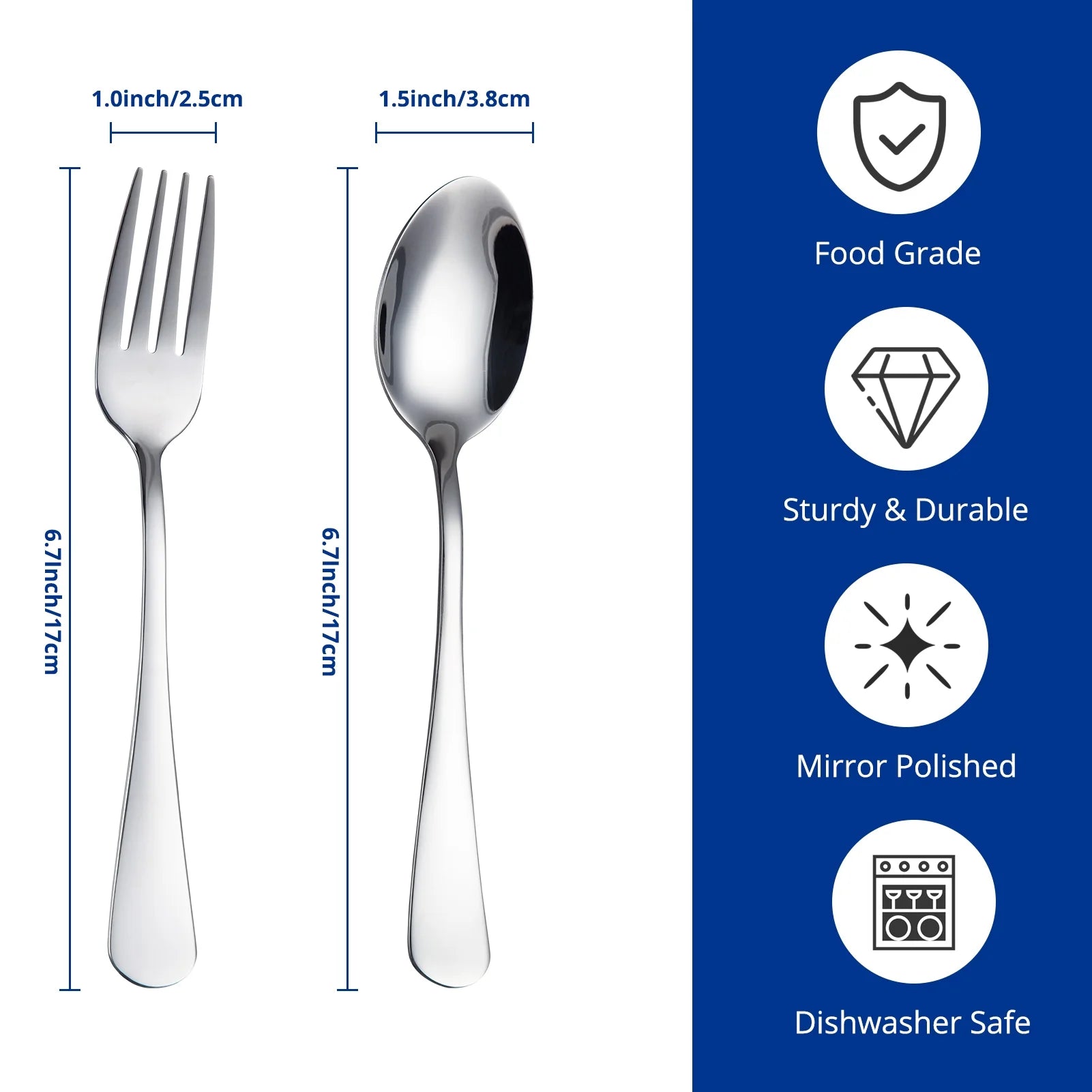 Dinner Forks and Spoons Set, 12 Pcs Stainless Steel Spoons and Forks for Home Kitchen, Silver Forks Spoons