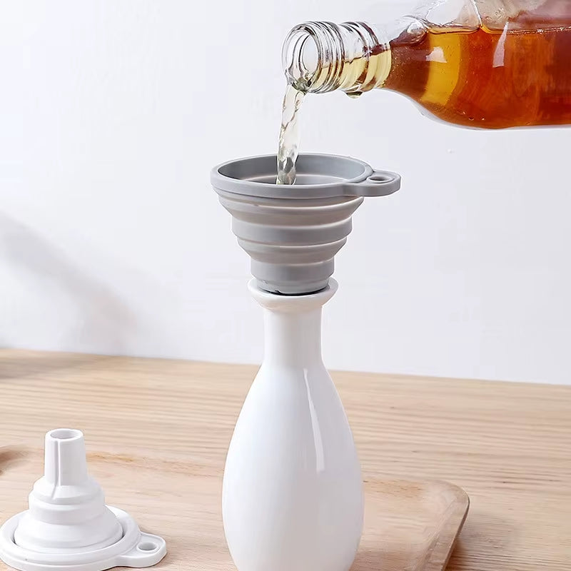 Creative Silicone Folding Funnel Retractable Household Liquid Sub-Mini Funnel White Grey Funnel Kitchen Gadget
